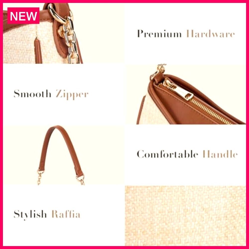 Small Vegan Leather Shoulder Bag Hobo Purse with Chain Strap - Picture 5 of 8